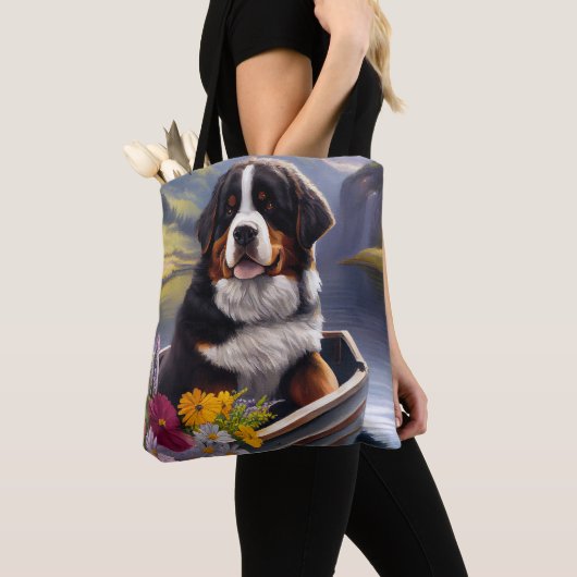 Bernese Mountain op een peddel: Een Schilderachtig Tote Bag (Dichtbij)