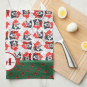 Bernese Mountain Pattern Monogram Kersthond Theedoek (Quarter Fold)