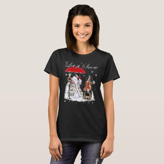 Bernese Mountain Santa Dog Kerstmis Snowman Xmas T-shirt (Voorkant volledig)