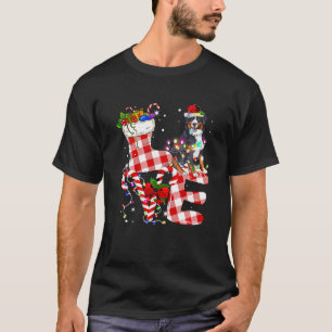Bernese Mountain Santa Kerstboom Lights Xmas T-shirt