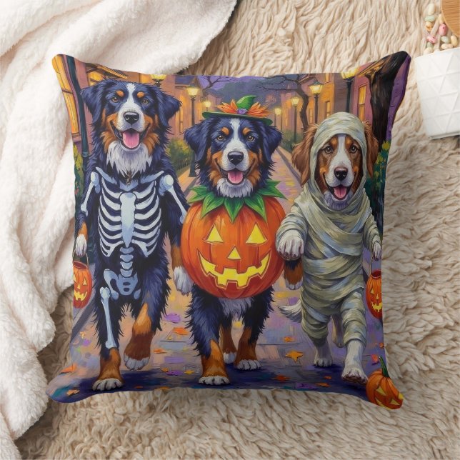 Bernese Mountain Trick-or-Treating op Halloween Kussen (Deken)