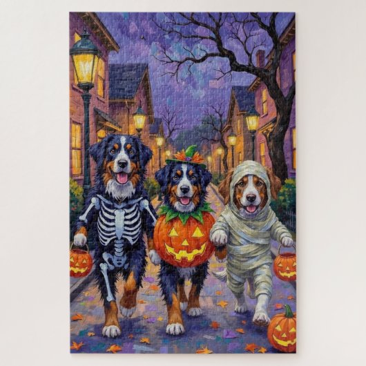 Bernese Mountain Trick-or-Treating op Halloween Legpuzzel (Verticaal)