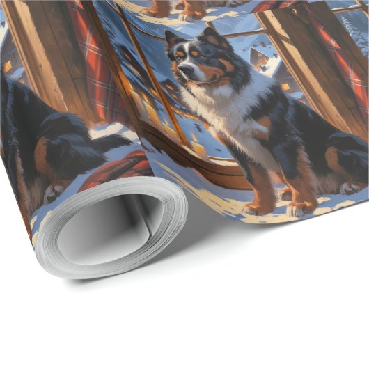 Bernese Mountain With Christmas Lights Holiday  Cadeaupapier (Rol Hoek)