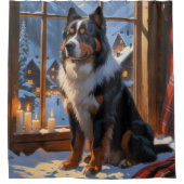 Bernese Mountain With Christmas Lights Holiday  Douchegordijn (Voorkant)