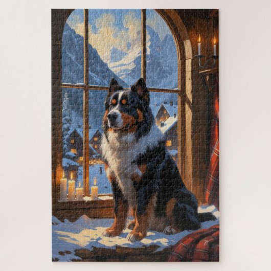 Bernese Mountain With Christmas Lights Holiday Legpuzzel (Verticaal)