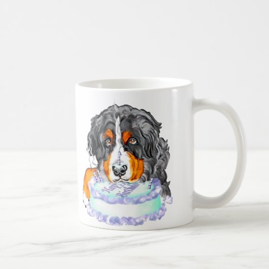Bernese Mt Dog Cake Face Birthday Koffiemok (Rechts)