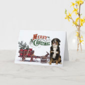 Bernese Mt. Dog Kerstkaart Kaart (Gele Bloem)