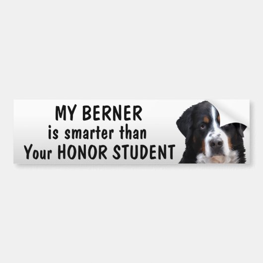 Bernese Mt Dog - Slimmer dan student - grappig Bumpersticker (Voorkant)