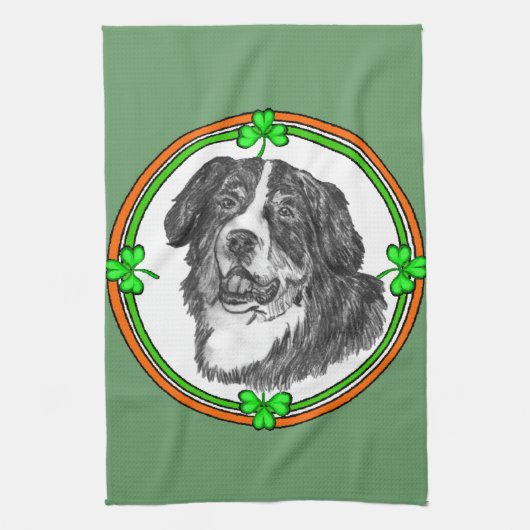 Bernese Mtn Dog St Patricks Theedoek (Verticaal)