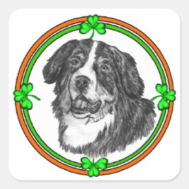 Bernese Mtn Dog St Patricks Vierkante Sticker