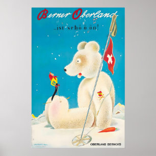 Bernese Oberland Zwitserland Winter Ski Poster