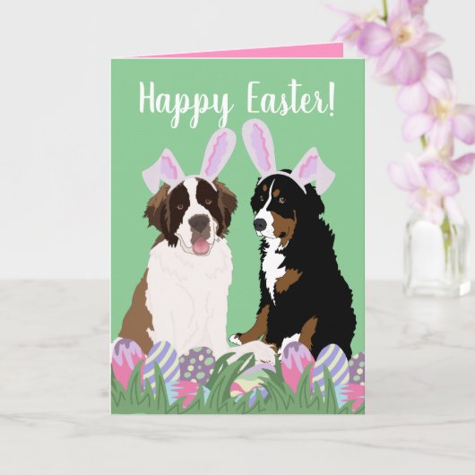  Bernese Saint Bernard Easter Kaart (Orchidee)