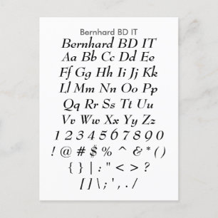 Bernhard BD IT - Zazzle Font Sampler Sheet Briefkaart
