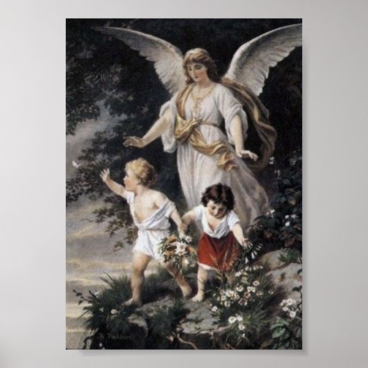 Bernhard Plockhorst - The Guardian Angel Print (Voorkant)