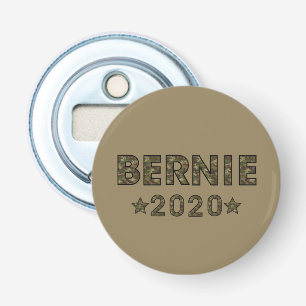Bernie 2020 Camouflage Verkiezing Bruin Button Flesopener