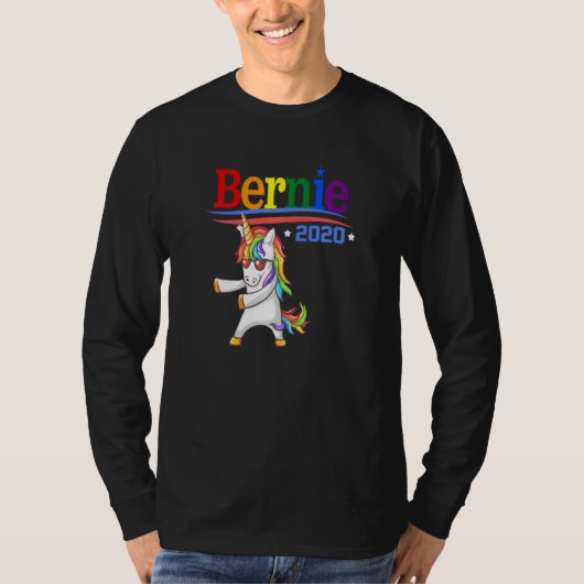 Bernie 2020 Sanders Rainbow Lgbtq Unicorn Flossing T-shirt (Voorkant)
