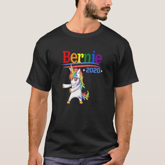 Bernie 2020 Sanders Rainbow Lgbtq Unicorn Flossing T-shirt (Voorkant)
