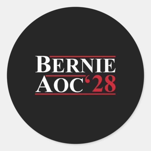 Bernie Aoc 2028 Bernie Sanders Alexandria Cortez P Ronde Sticker (Voorkant)