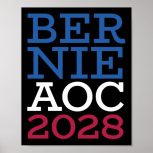 Bernie AOC 2028 Campagne - Patriottisch Gevecht Ol Poster