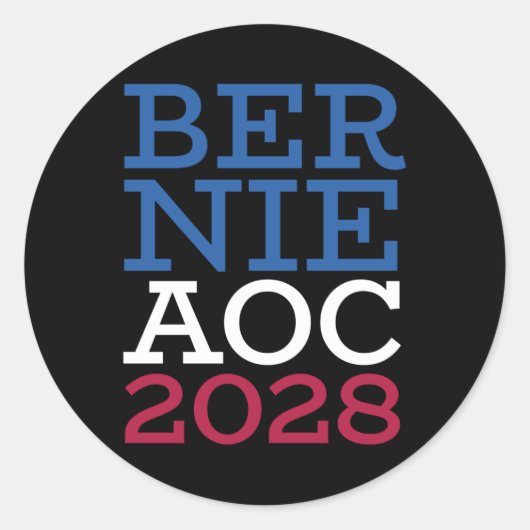 Bernie AOC 2028 Campagne - Patriottisch Gevecht Ol Ronde Sticker (Voorkant)