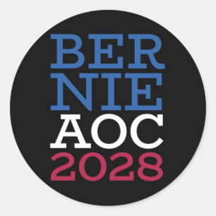 Bernie AOC 2028 Campagne - Patriottisch Gevecht Ol Ronde Sticker