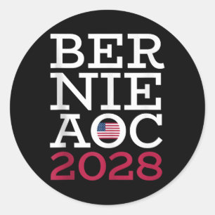 Bernie AOC 2028 Campagne - Vechten Oligarchie Patr Ronde Sticker