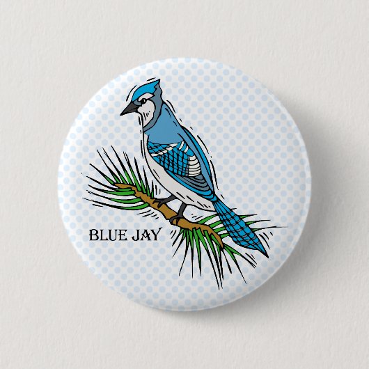 Bernie Blue Jay Ronde Button 5,7 Cm (Voorkant)