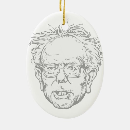 Bernie Caricature Keramisch Ornament (Achterkant)
