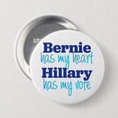 Bernie heeft mijn hart, Hillary heeft mijn stemkno Ronde Button 7,6 Cm (Voorkant /achterkant)