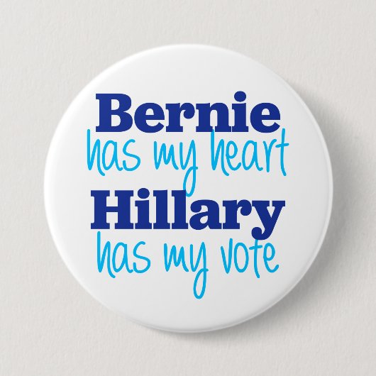 Bernie heeft mijn hart, Hillary heeft mijn stemkno Ronde Button 7,6 Cm (Voorkant)