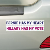 Bernie heeft mijn hart, Hillary heeft mijn stemsti Bumpersticker (Op auto)