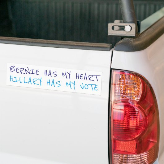 Bernie heeft mijn hart, Hillary heeft mijn stemsti Bumpersticker (Op Truck)