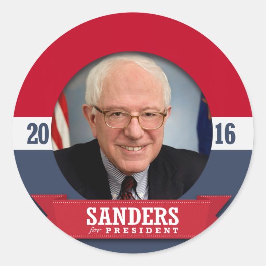 BERNIE SANDERS 2016 RONDE STICKER (Voorkant)