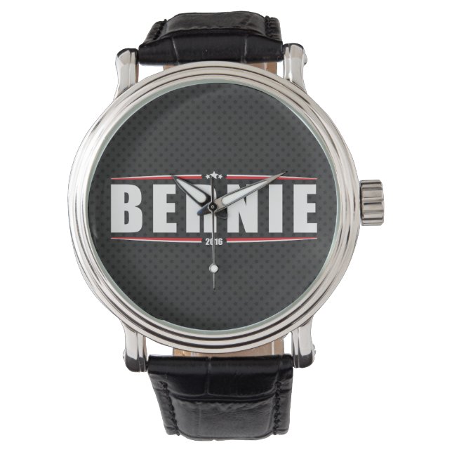 Bernie Sanders 2016 (Sterren & Strepen - Zwart) Horloge (Voorkant)