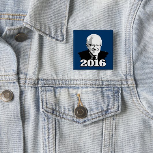BERNIE SANDERS 2016 VIERKANTE BUTTON 5,1 CM (In situ)