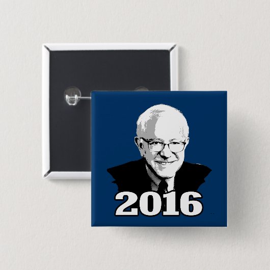 BERNIE SANDERS 2016 VIERKANTE BUTTON 5,1 CM (Voorkant /achterkant)