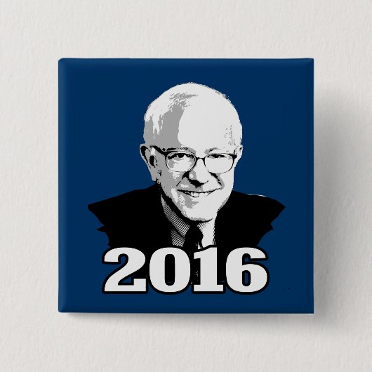 BERNIE SANDERS 2016 VIERKANTE BUTTON 5,1 CM (Voorkant)