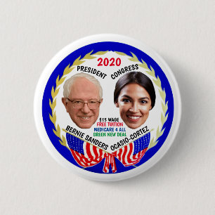 Bernie Sanders / AOC 2020 Ronde Button 5,7 Cm