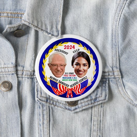Bernie Sanders / AOC 2024 Button (In situ)