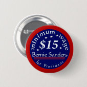 Bernie Sanders Campaign Button, minimumloon $ 15 Ronde Button 5,7 Cm (Voorkant /achterkant)
