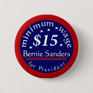 Bernie Sanders Campaign Button, minimumloon $ 15 Ronde Button 5,7 Cm