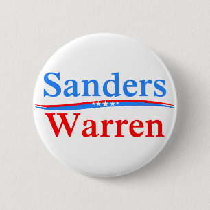 BERNIE SANDERS - ELIZABETH WARREN 2016 PRESIDENT RONDE BUTTON 5,7 CM