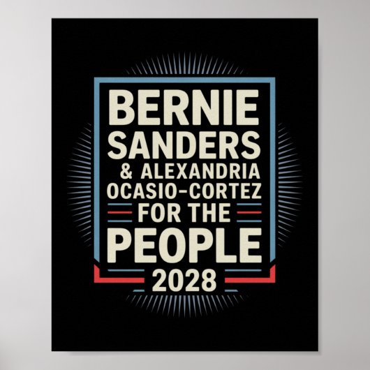 Bernie Sanders en AOC 2028 voor President Poster (Voorkant)