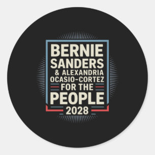 Bernie Sanders en AOC 2028 voor President Ronde Sticker