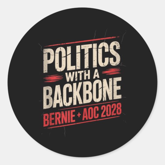 Bernie Sanders en AOC 2028 voor President Ronde Sticker (Voorkant)