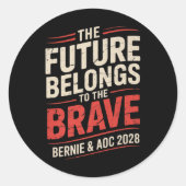 Bernie Sanders en AOC 2028 voor President Ronde Sticker (Voorkant)