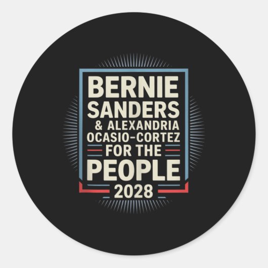 Bernie Sanders en AOC 2028 voor President Ronde Sticker (Voorkant)