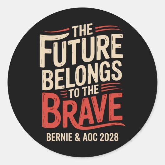 Bernie Sanders en AOC 2028 voor President Ronde Sticker (Voorkant)