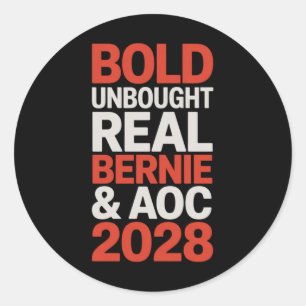 Bernie Sanders en AOC 2028 voor President Ronde Sticker