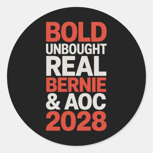 Bernie Sanders en AOC 2028 voor President Ronde Sticker (Voorkant)